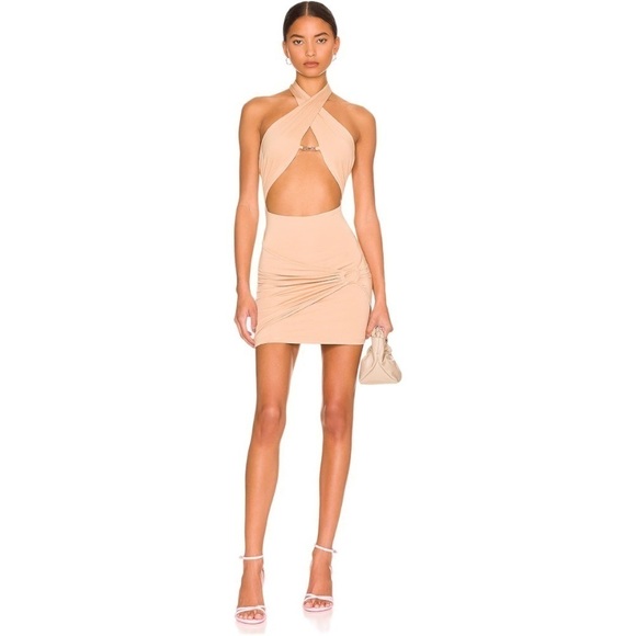 superdown Dresses & Skirts - NWT superdown Michelle Wrap Mini Dress in Nude